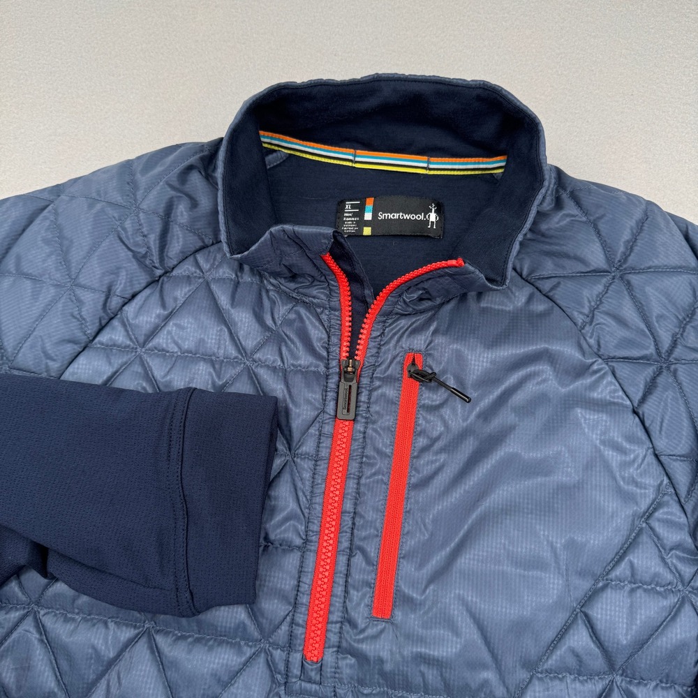 Smartwool Smartloft Merino Wool Blend 1/4 Zip Quilted Jacket Men XL Blue Outdoor
